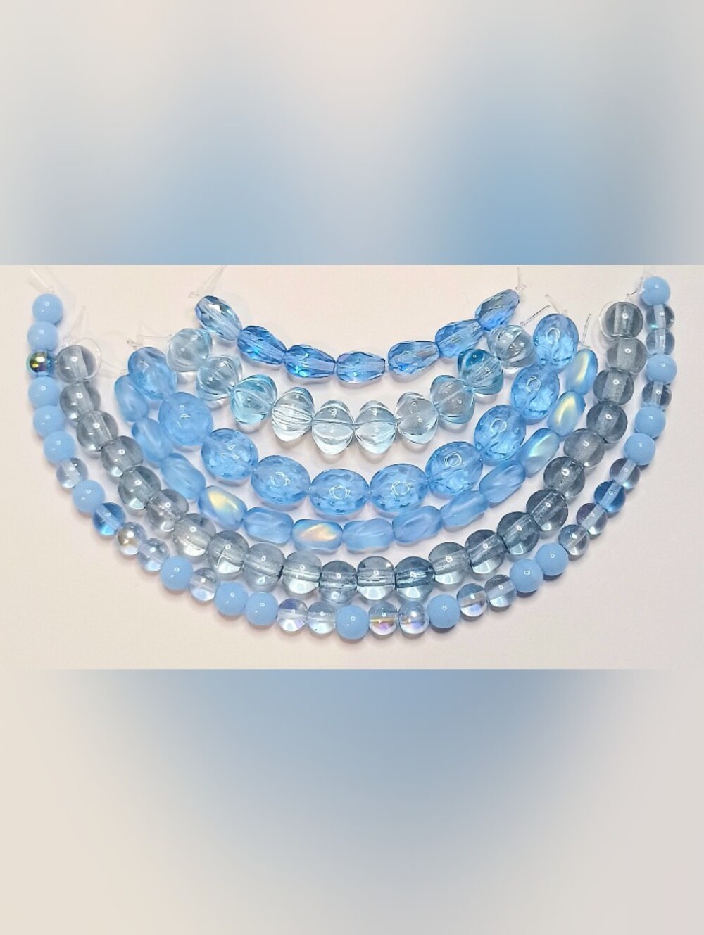 Czech glass beads 6 -strands blue for Jewelry Making